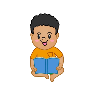 楽しく本を読む男の子のイラスト