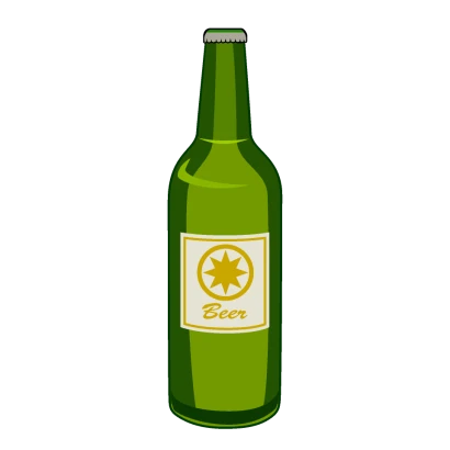 緑色の瓶ビールのイラスト