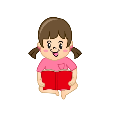 楽しく本を読む女の子のイラスト