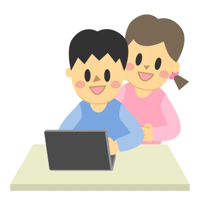 パソコンが楽しい子供のイラスト