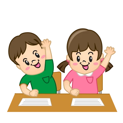 元気に手を上げる子供のイラスト