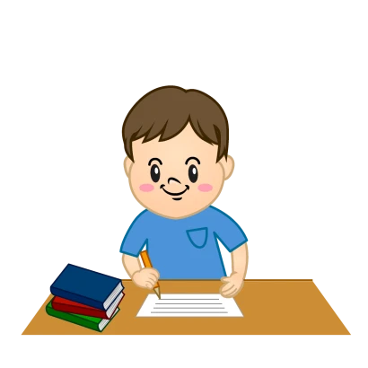 字を書く男の子のイラスト