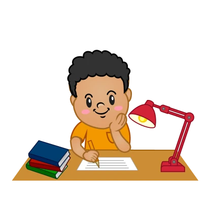 宿題する男の子のイラスト