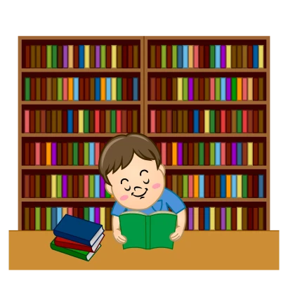 読書で居眠りする男の子のイラスト