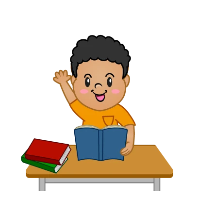 授業で手を上げる男の子のイラスト