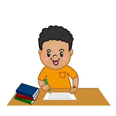 問題を解く男の子のイラスト