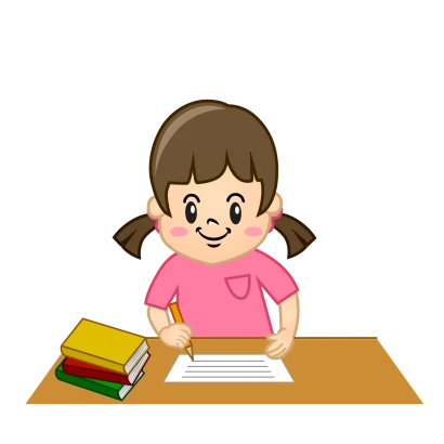 字を書く女の子のイラスト