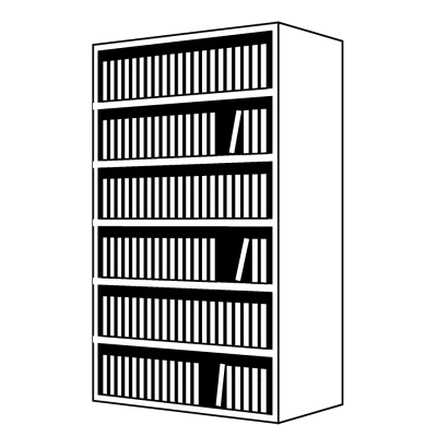 本棚（白黒）のイラスト