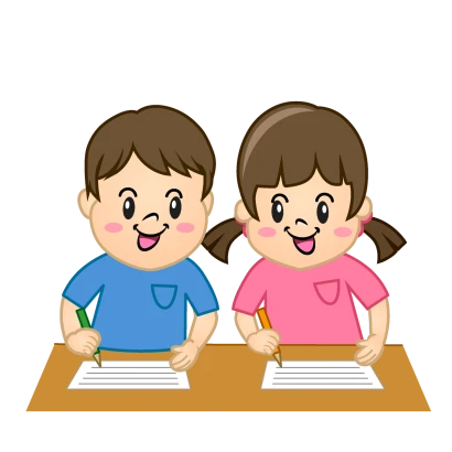 楽しく勉強する子供のイラスト