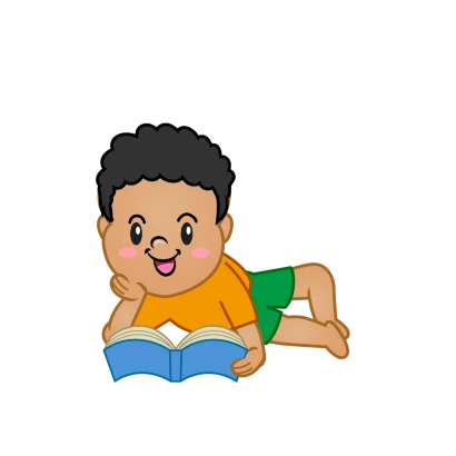 寝て本を読む男の子のイラスト