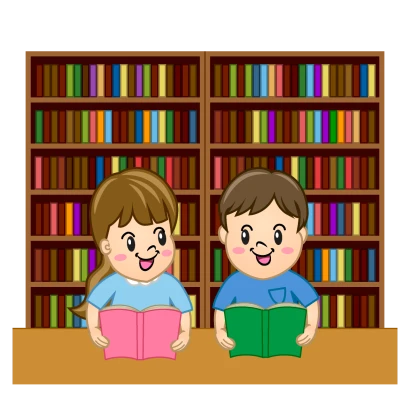 楽しく読書する子供のイラスト