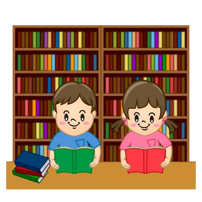 図書館で読書する子供
のイラスト