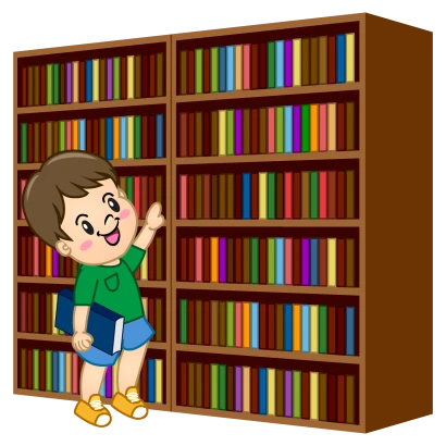本を探す男の子のイラスト