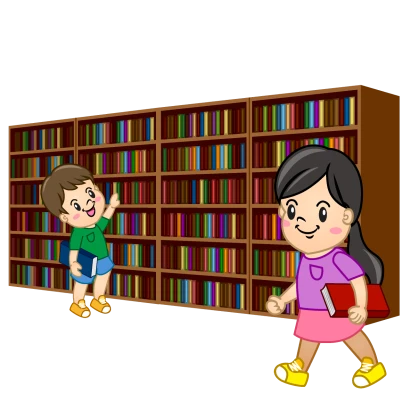 本を探す子供のイラスト