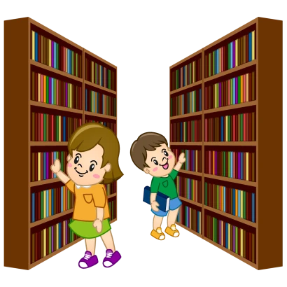 本を探す女の子のイラスト