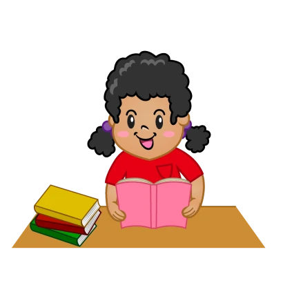 楽しく勉強する女の子のイラスト
