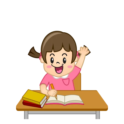 元気に手を上げる女の子のイラスト