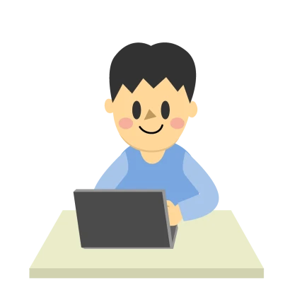 パソコンする男の子のイラスト