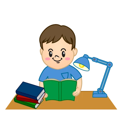 宿題で本を読む男の子のイラスト