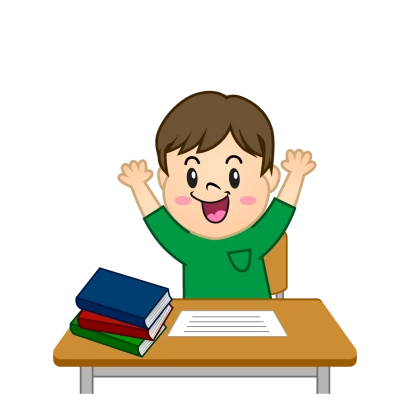 授業で元気な男の子のイラスト