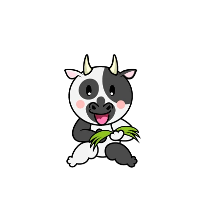 食べる牛キャラのイラスト
