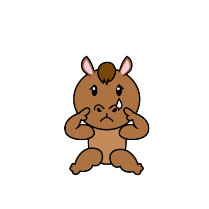 悲しい馬キャラのイラスト