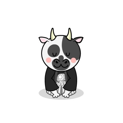 新年挨拶する紋付袴の牛のイラスト