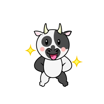 自信の牛キャラのイラスト