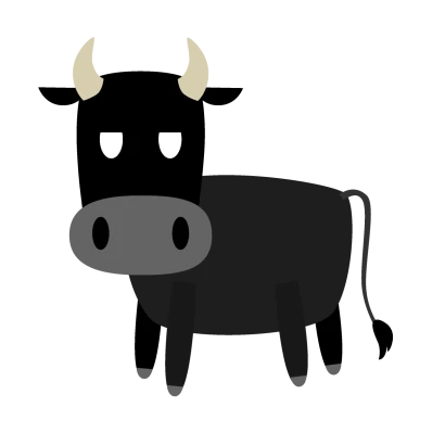 間抜けな黒牛のイラスト