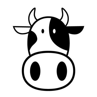 ポップな白黒の乳牛の顔のイラスト