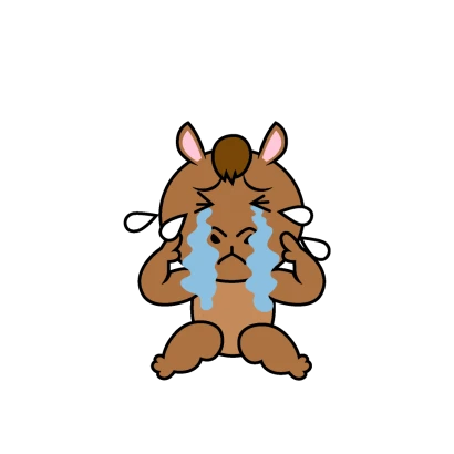泣く馬キャラのイラスト