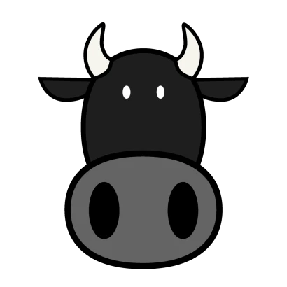 ポップな黒牛の顔のイラスト