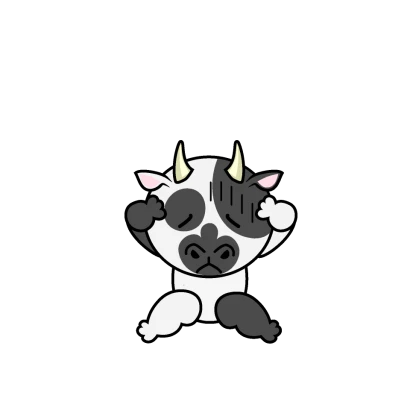 悩む牛キャラのイラスト