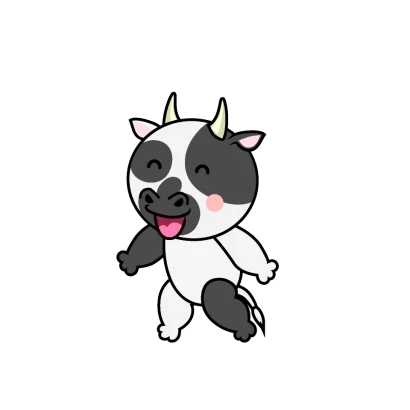 歩く牛キャラのイラスト
