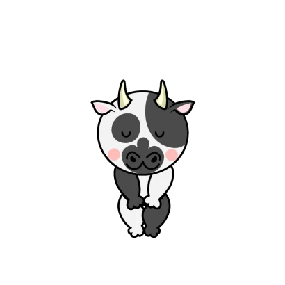 お辞儀する牛キャラのイラスト