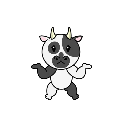 困る牛キャラのイラスト
