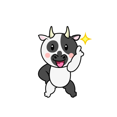 ポーズする牛キャラのイラスト