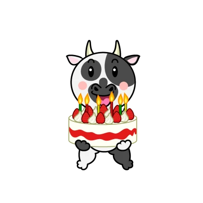 誕生日の牛キャラのイラスト