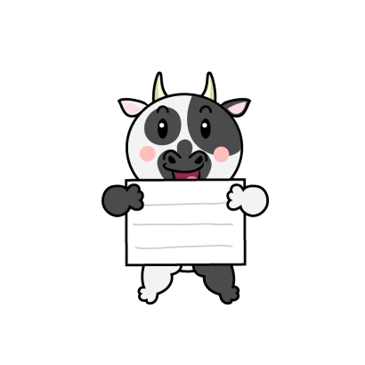 案内する牛キャラのイラスト