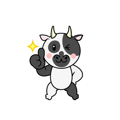 いいねする牛キャラのイラスト