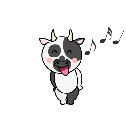 歌う牛キャラのイラスト