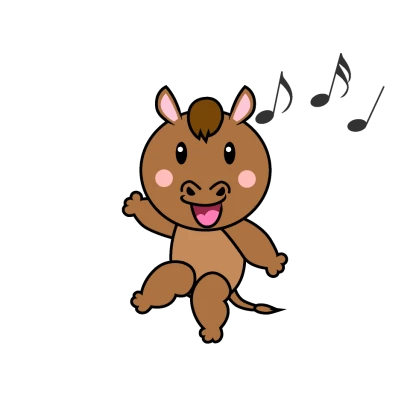 ダンスする馬キャラのイラスト