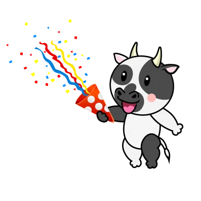 パーティーの牛キャラのイラスト