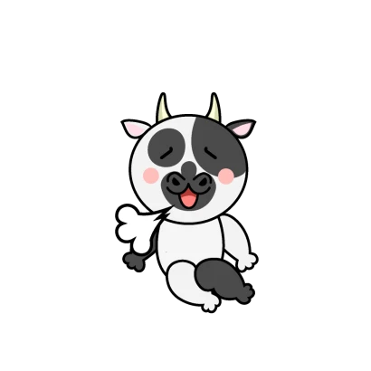 リラックスする牛キャラのイラスト