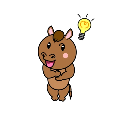 ひらめく馬キャラのイラスト