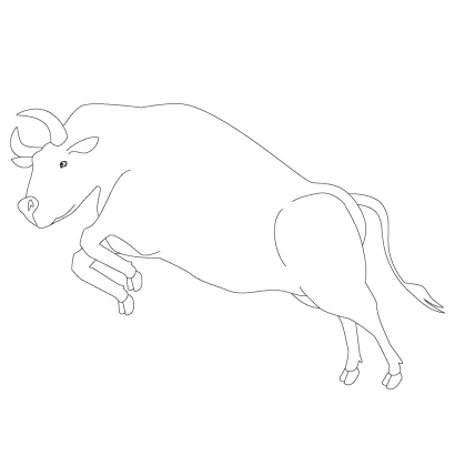 線画の闘牛のイラスト