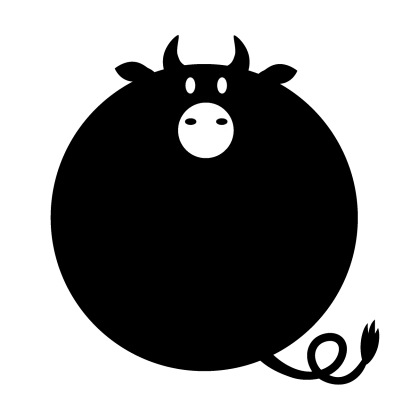 丸い黒牛のイラスト