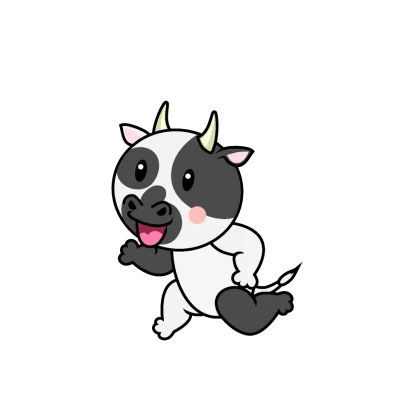 走る牛キャラのイラスト