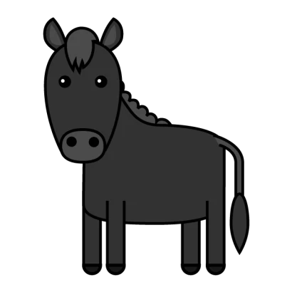 かわいい黒い馬のイラスト