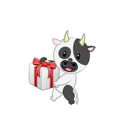 プレゼントする可愛い牛のイラスト